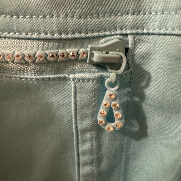 Quacker Factory Womens Jean Jacket Embellishments Jewels Frayed Hem size XL Blue - Picture 3 of 9